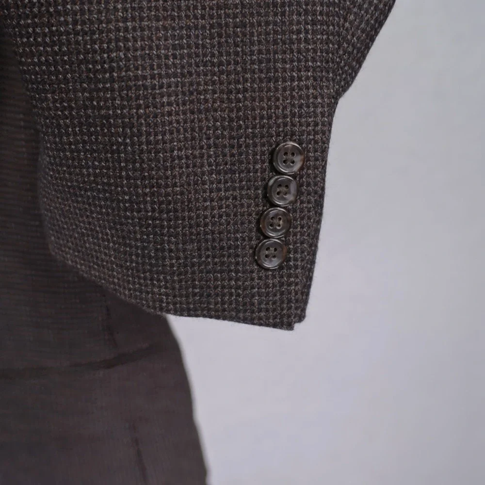 Joe Joseph Abboud Tweed Wool Black Gray Gray Check 3‎ Button 42S